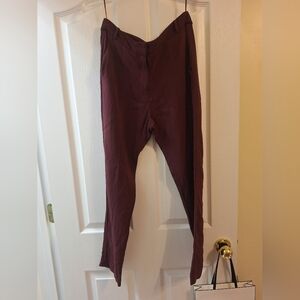 Tibi Women's Burgundy Slim Trousers